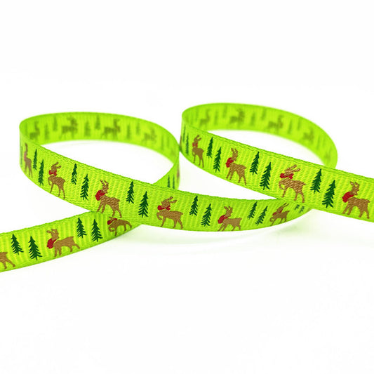 Size 5 10mm Christmas Ribbon Printed Grosgrain Ribbon