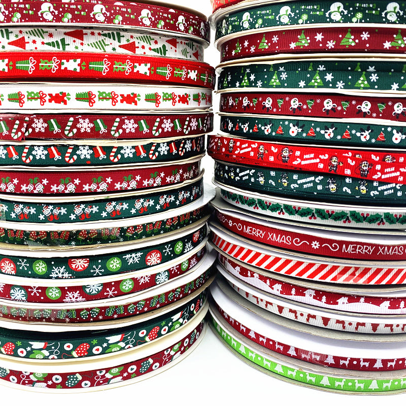 Size 5 10mm Christmas Ribbon Printed Grosgrain Ribbon