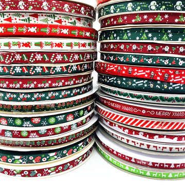 Size 5 10mm Christmas Ribbon Printed Grosgrain Ribbon