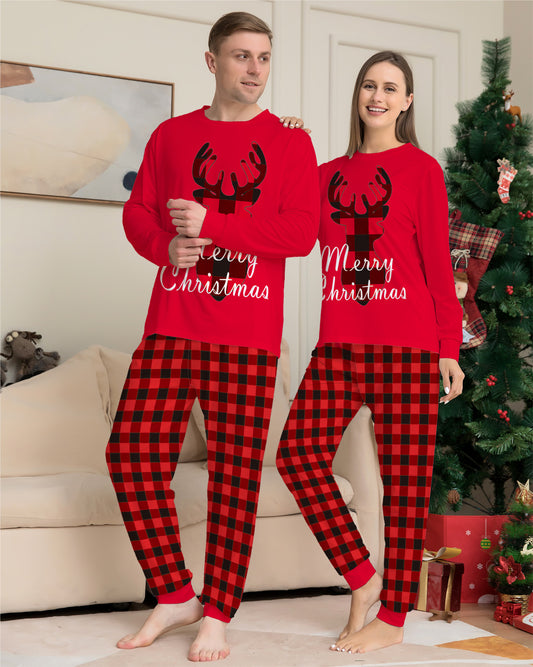 Christmas Family Matching Pajamas Set Christmas Holiday PJs Elk Top Pants Set Pajamas