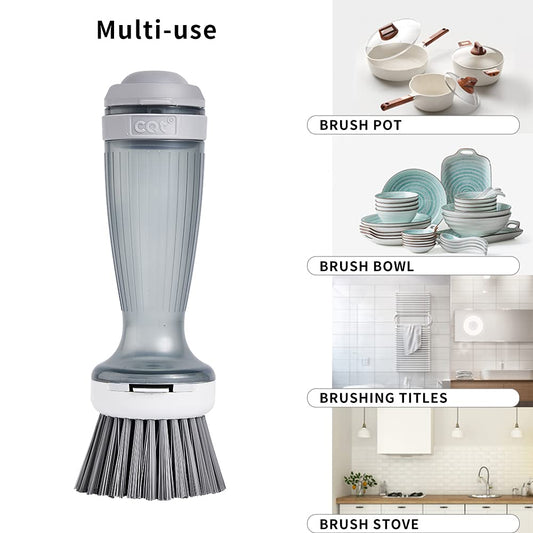 Dish Brush Scrub With Soap Dispenser For Dishes Kitchen Sink Pot Pan